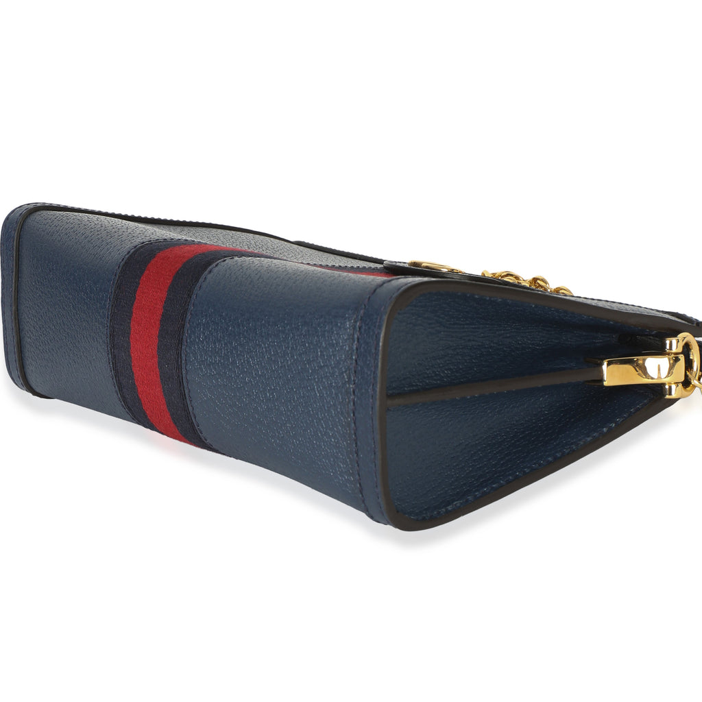 Gucci Navy Calfskin GG Ophidia Small Web Chain Bag
