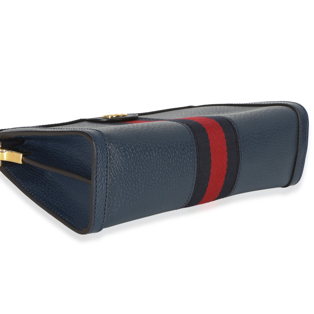 Gucci Navy Calfskin GG Ophidia Small Web Chain Bag