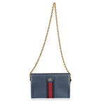 Gucci Navy Calfskin GG Ophidia Small Web Chain Bag