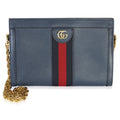 Gucci Navy Calfskin GG Ophidia Small Web Chain Bag