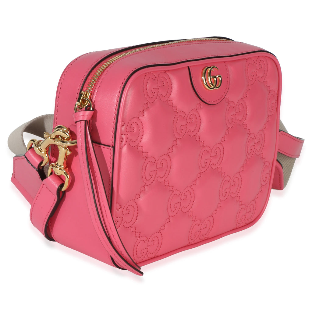 Gucci Pink GG Stitched Calfskin Matelasse Small Crossbody Bag