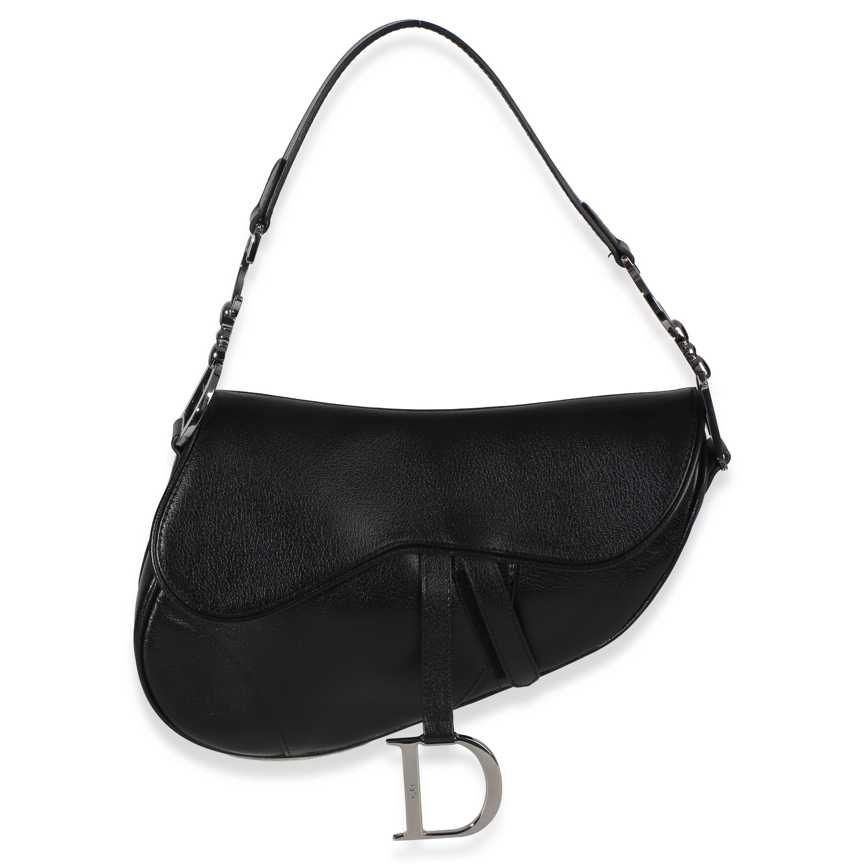 Christian Dior Vintage Black Calfskin Saddle Bag