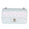 Chanel Blue Iridescent Quilted Goatskin Rectangular Mini Flap