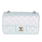 Chanel Blue Iridescent Quilted Goatskin Rectangular Mini Flap