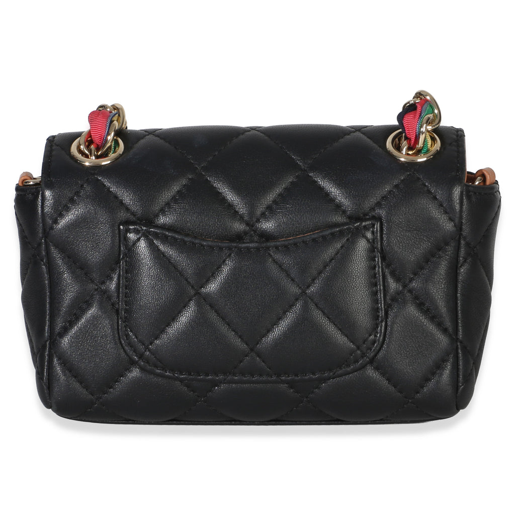 Chanel Black Quilted Lambskin Ribbon Chain Small Cocovado Flap Bag