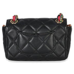 Chanel Black Quilted Lambskin Ribbon Chain Small Cocovado Flap Bag