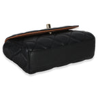 Chanel Black Quilted Lambskin Ribbon Chain Small Cocovado Flap Bag