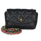 Chanel Black Quilted Lambskin Ribbon Chain Small Cocovado Flap Bag