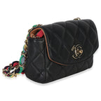 Chanel Black Quilted Lambskin Ribbon Chain Small Cocovado Flap Bag