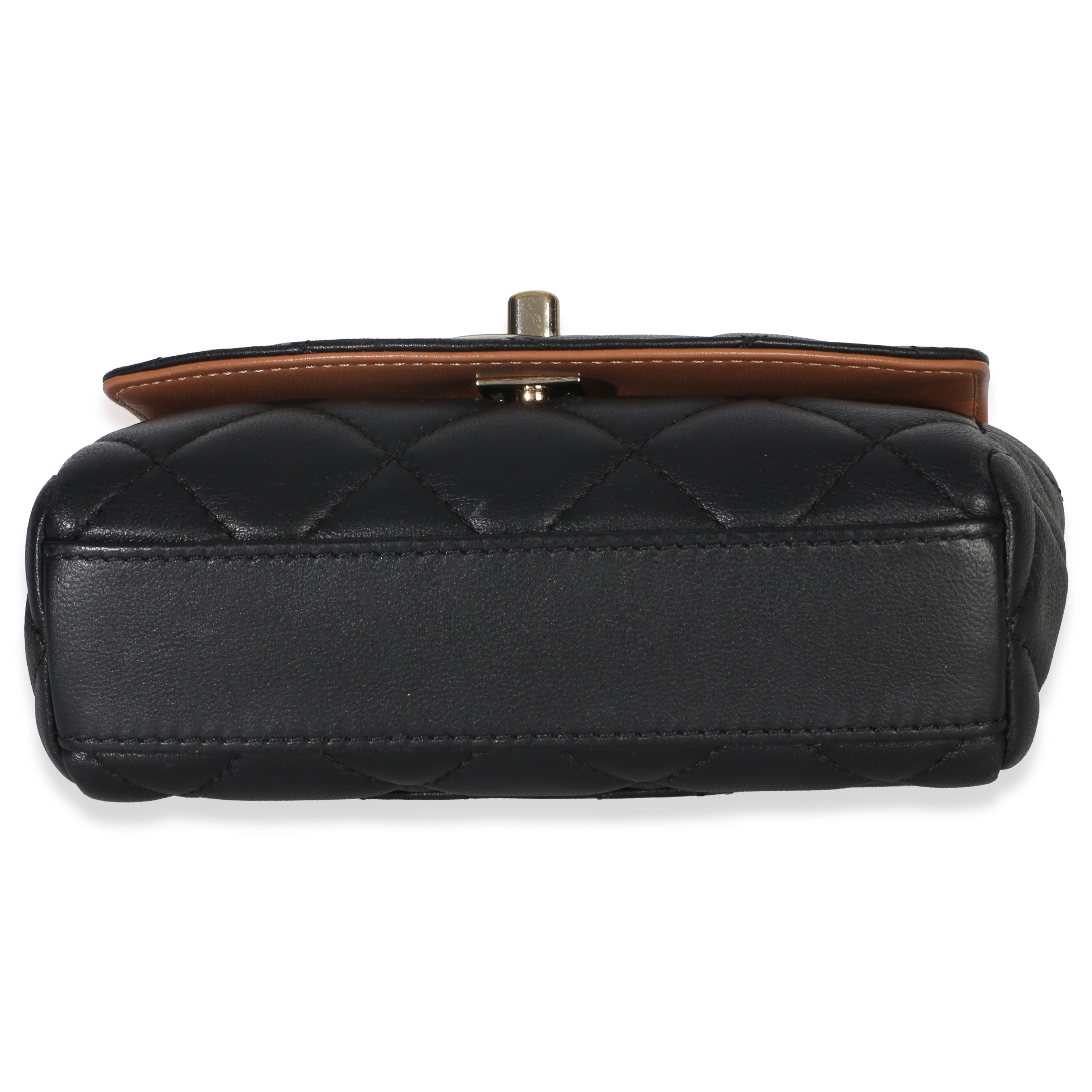 Chanel Black Quilted Lambskin Ribbon Chain Small Cocovado Flap Bag