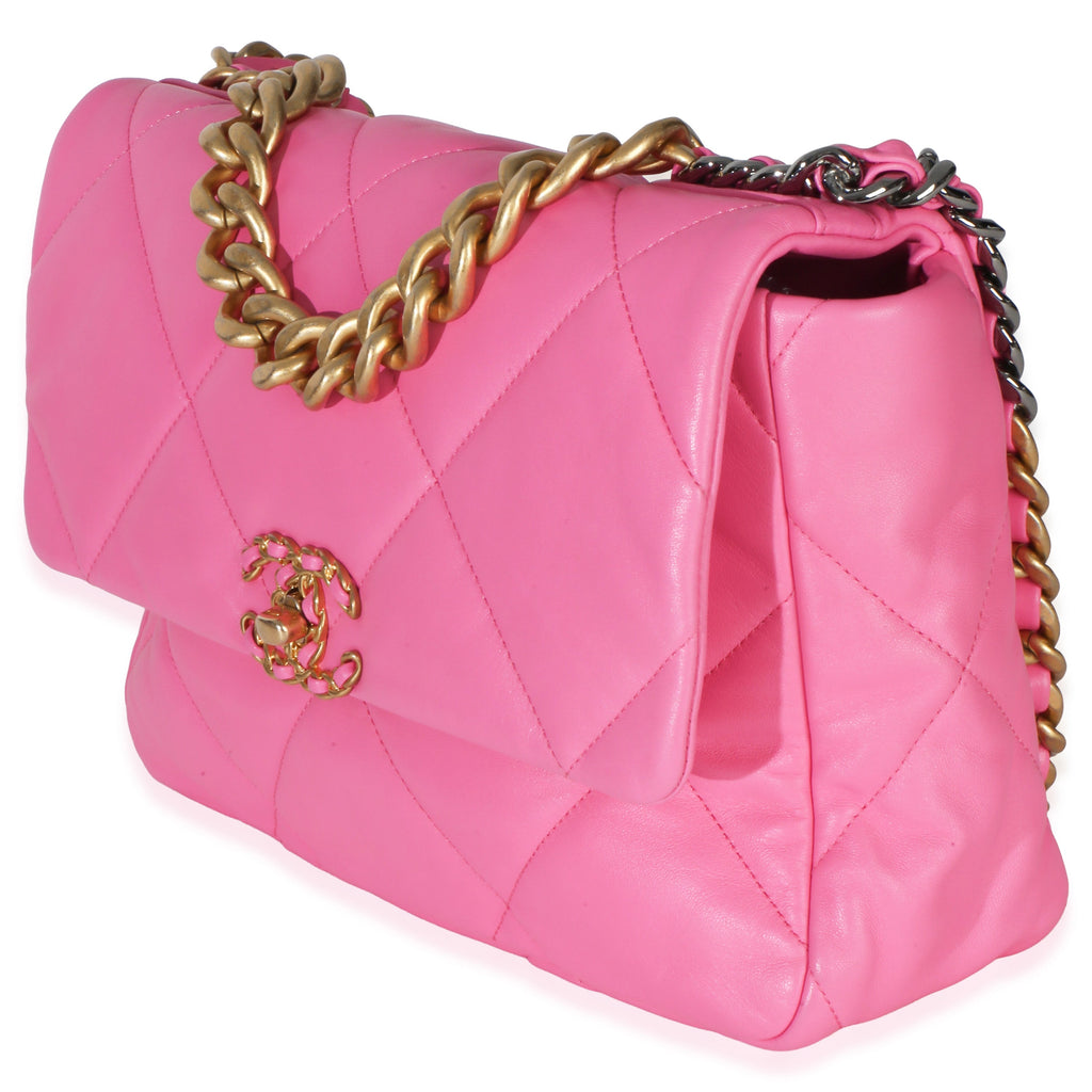 Chanel Pink Quilted Lambskin Large Chanel 19 Flap Bag