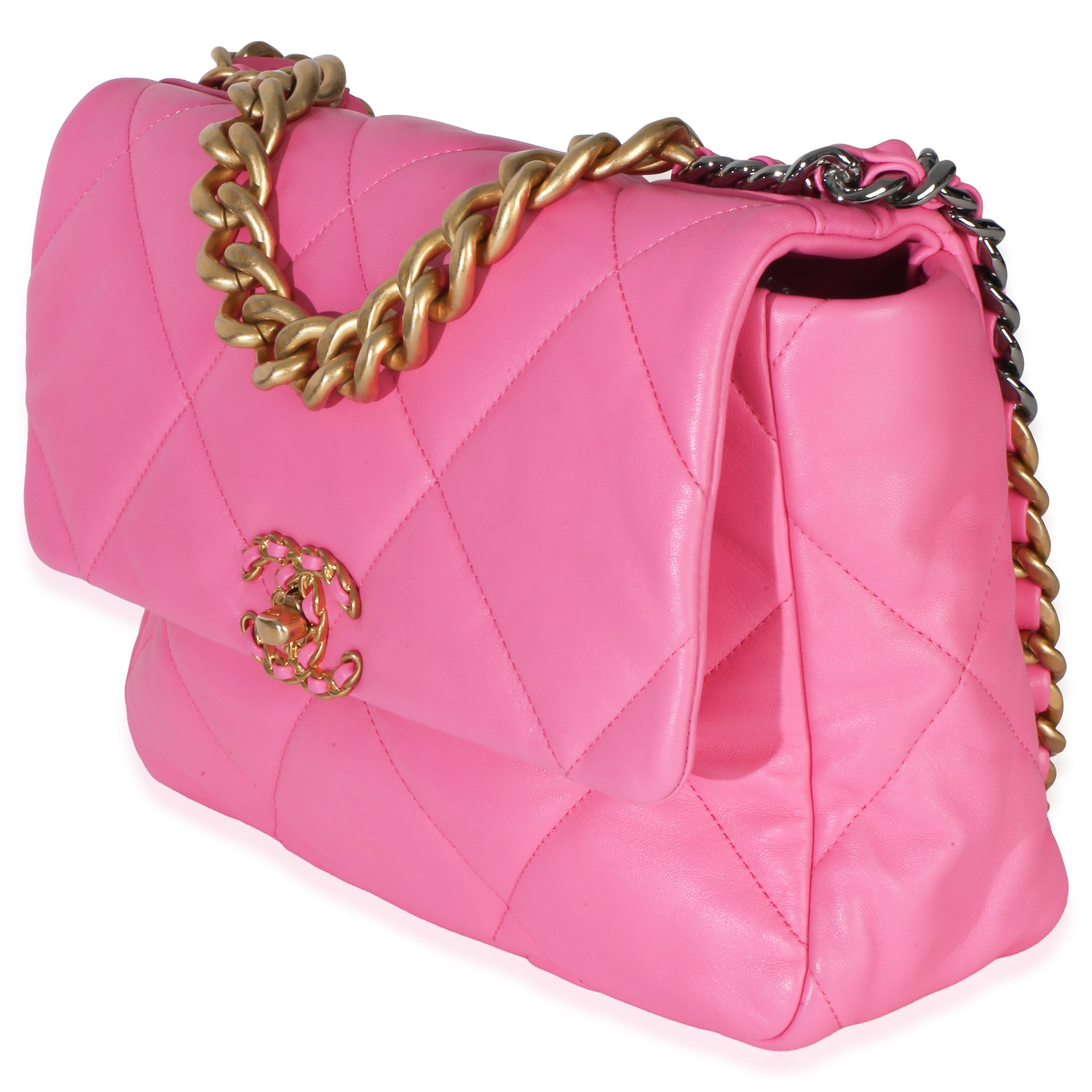 Chanel Pink Quilted Lambskin Large Chanel 19 Flap Bag