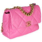 Chanel Pink Quilted Lambskin Large Chanel 19 Flap Bag
