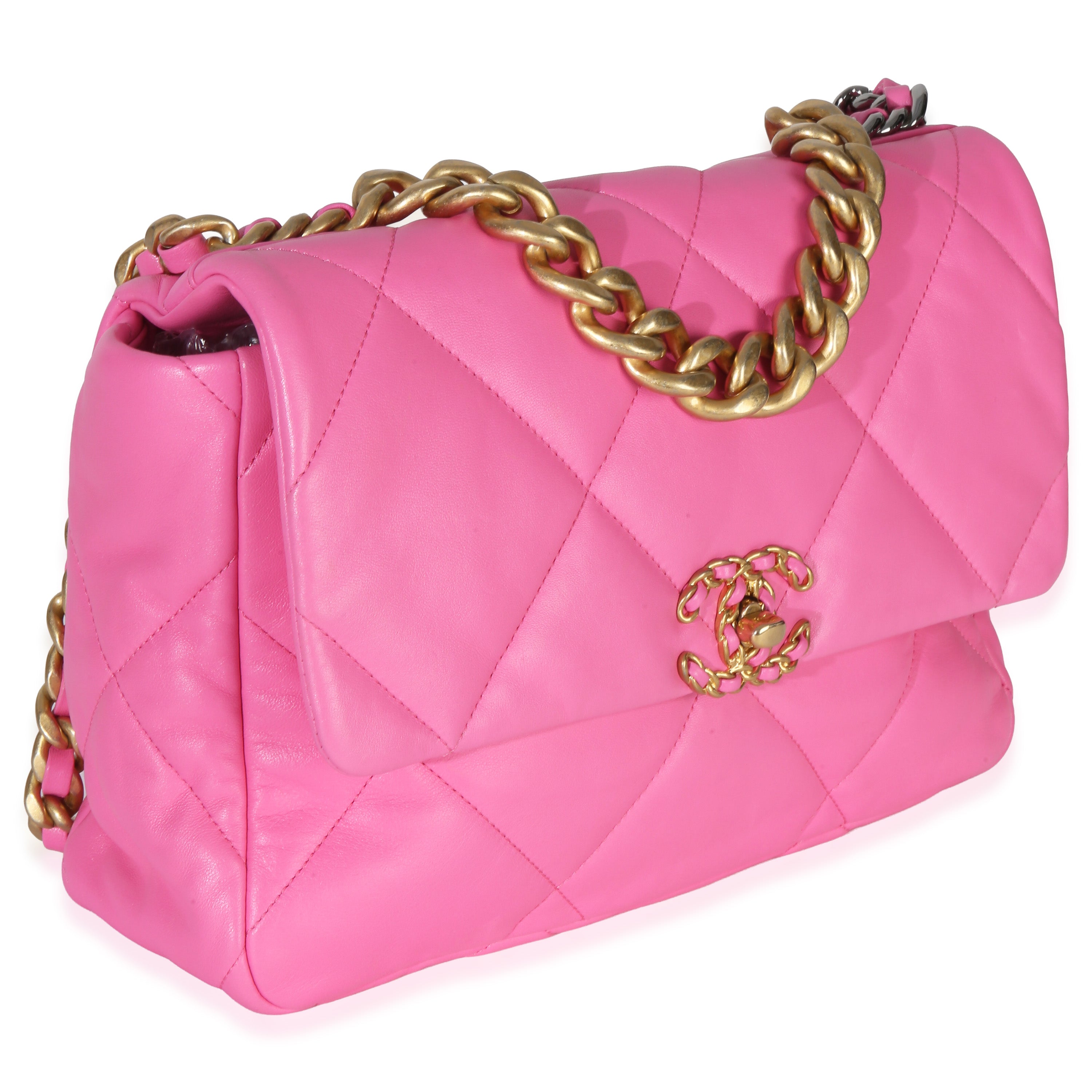 Chanel Pink Quilted Lambskin Large Chanel 19 Flap Bag