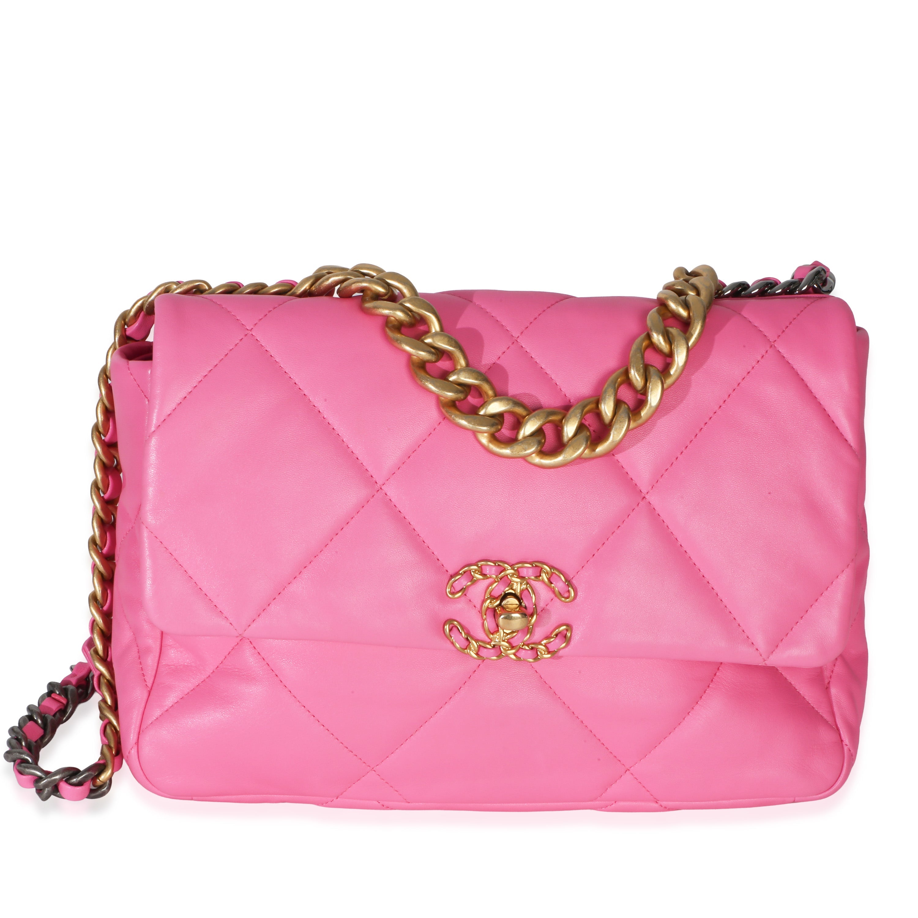 Chanel Pink Quilted Lambskin Large Chanel 19 Flap Bag