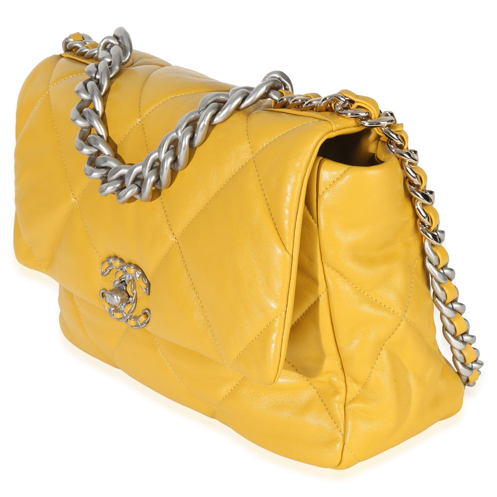 Chanel Yellow Quilted Lambskin Large Chanel 19 Flap Bag