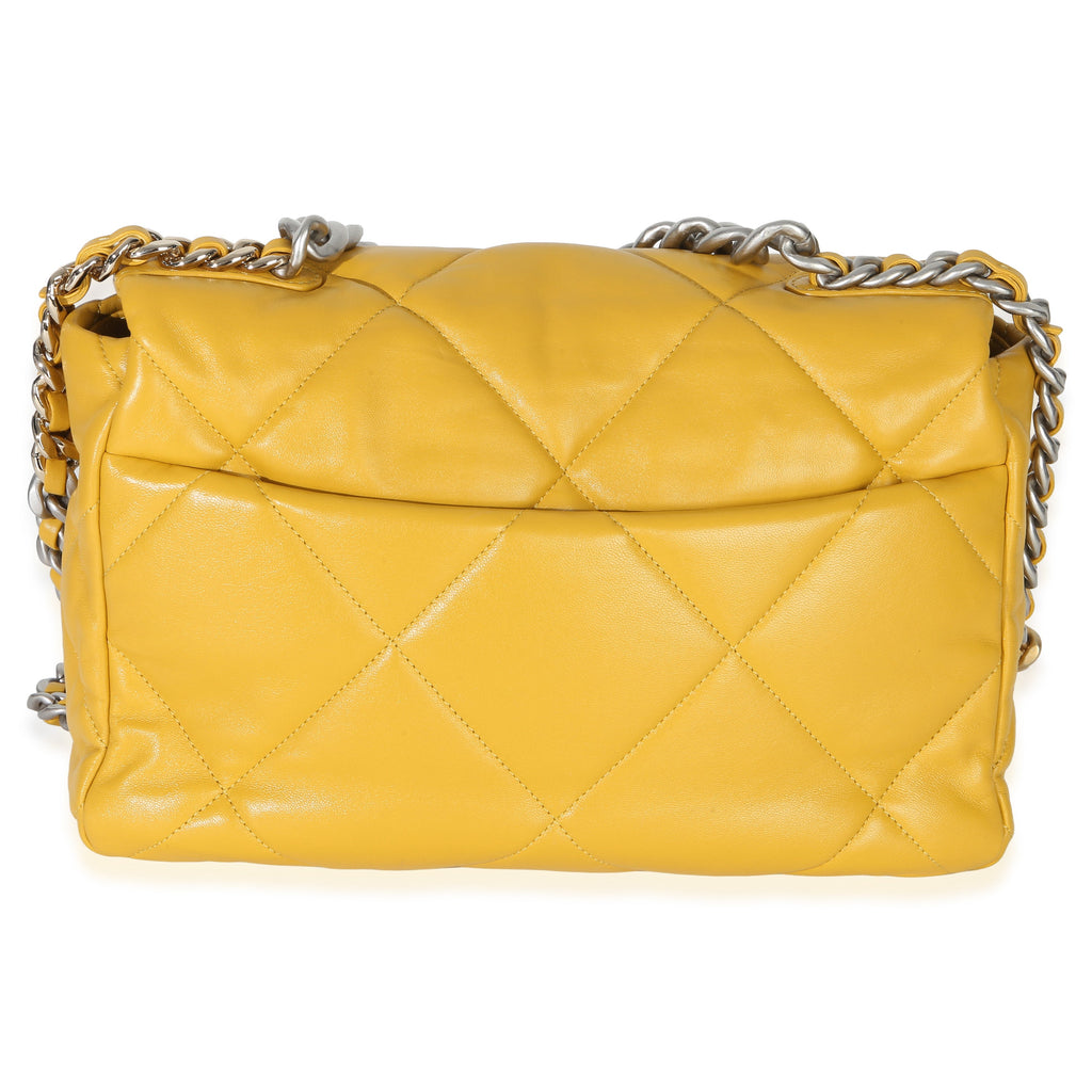 Chanel Yellow Quilted Lambskin Large Chanel 19 Flap Bag