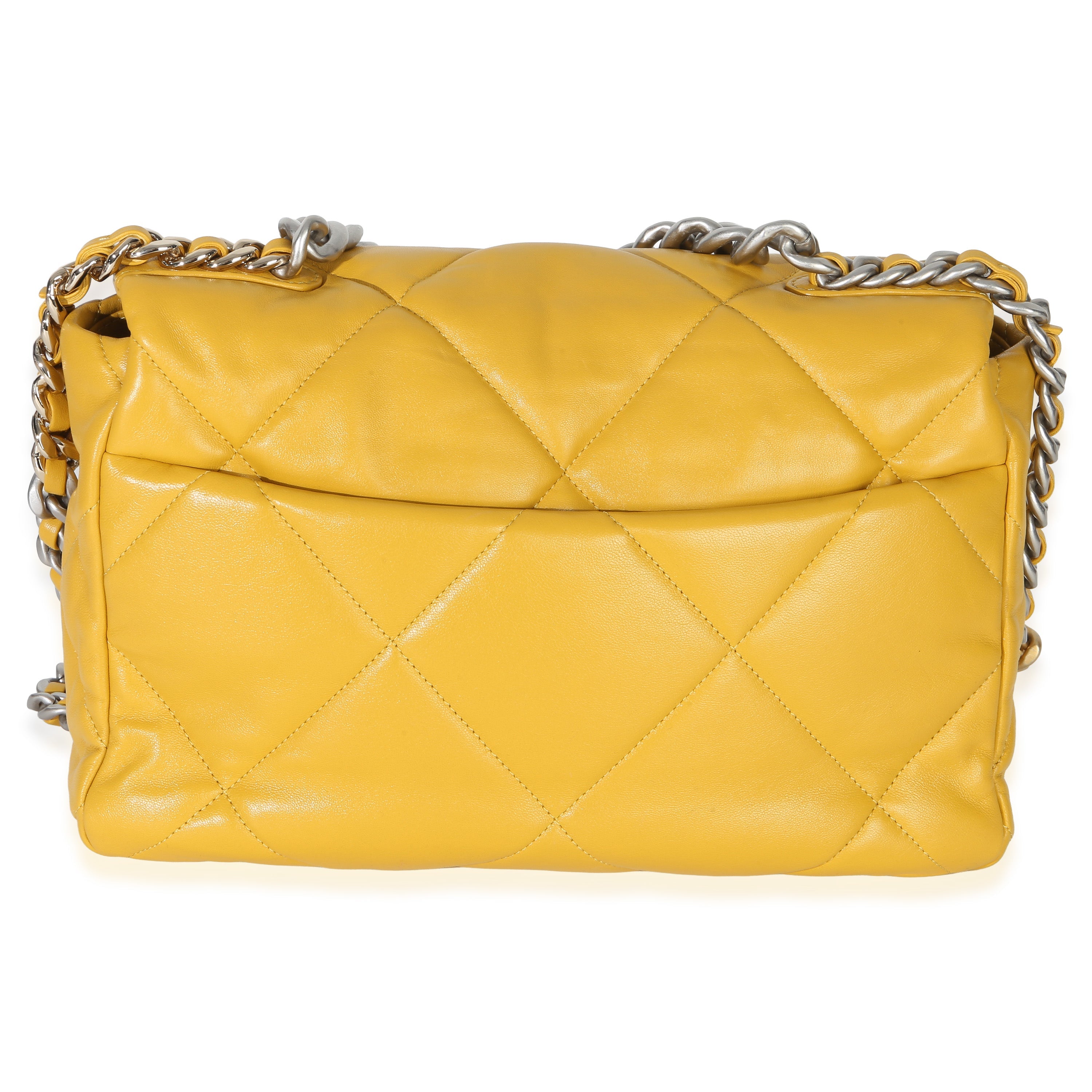Chanel Yellow Quilted Lambskin Large Chanel 19 Flap Bag