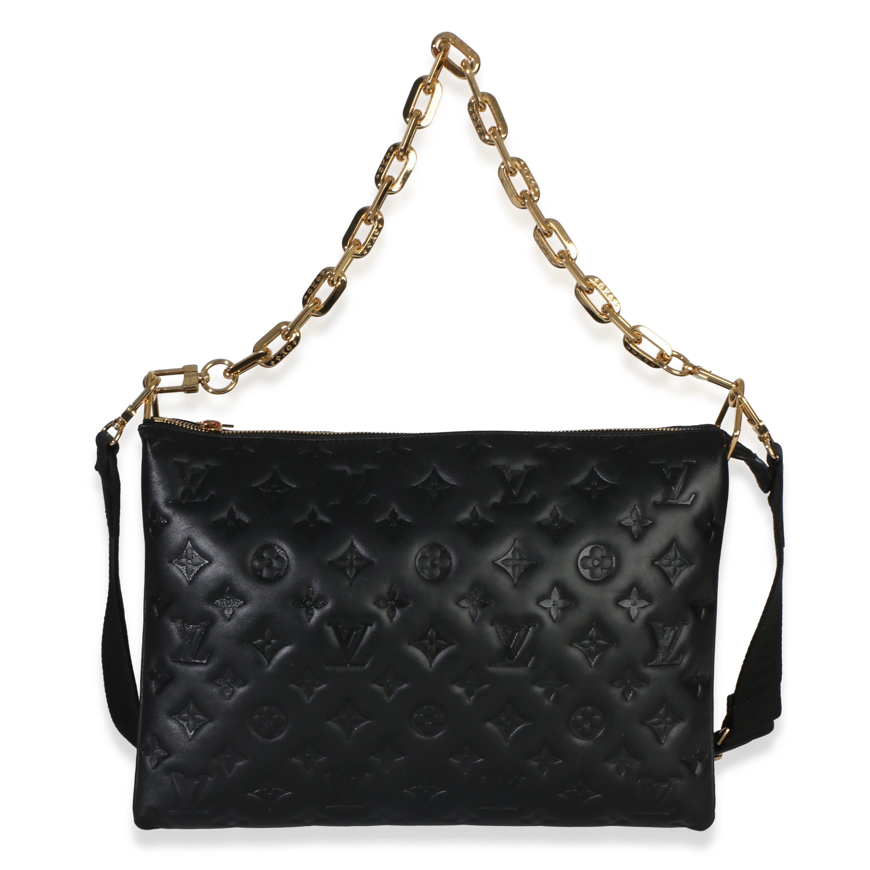 Louis Vuitton Black Monogram Embossed Lambskin Coussin MM