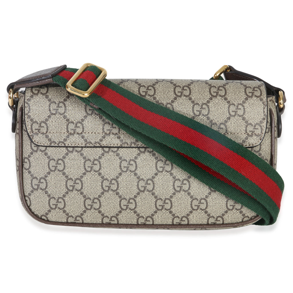 Gucci GG Supreme Monogram Textured Dollar Calfskin Web Mini Ophidia Envelope Bag