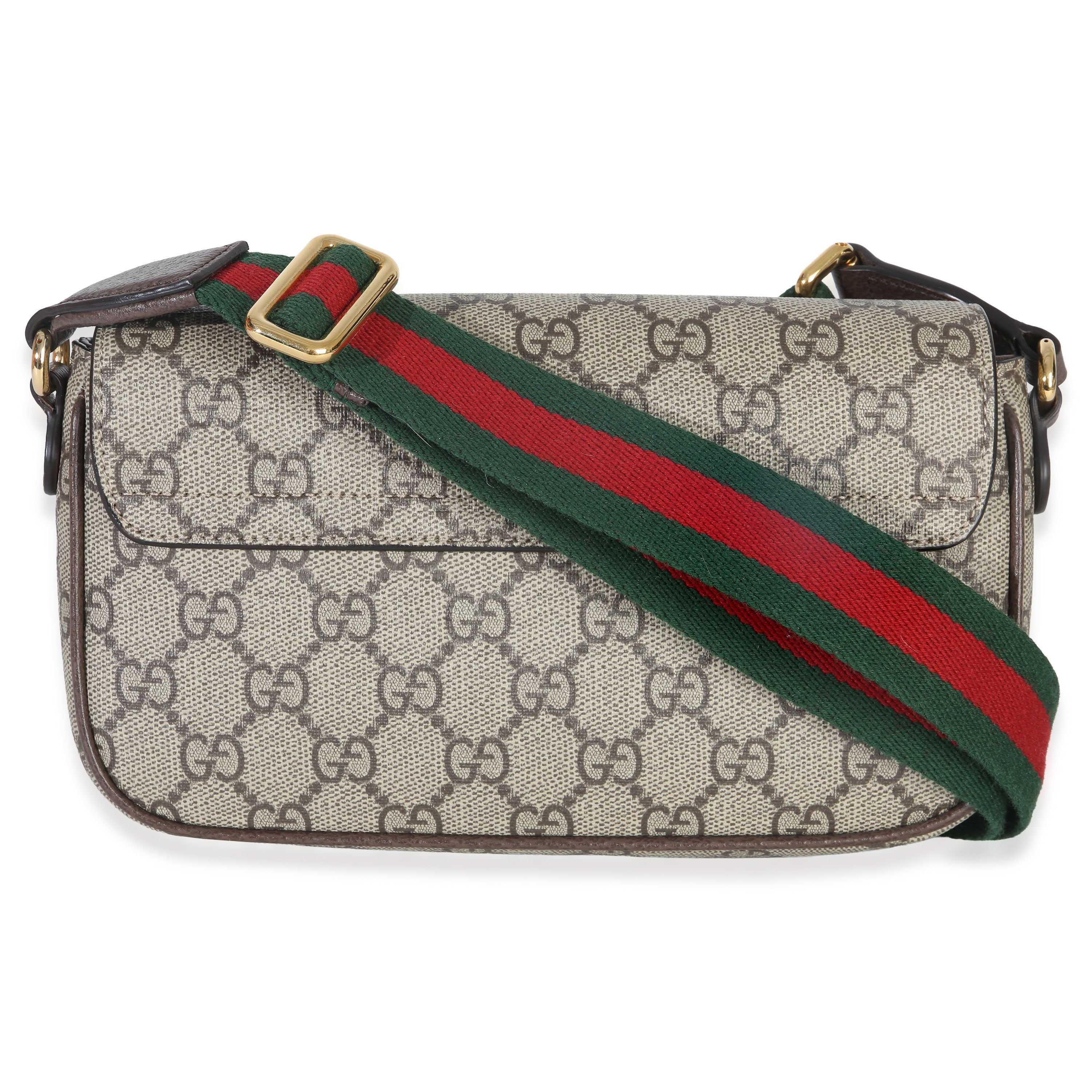 Gucci GG Supreme Monogram Textured Dollar Calfskin Web Mini Ophidia Envelope Bag