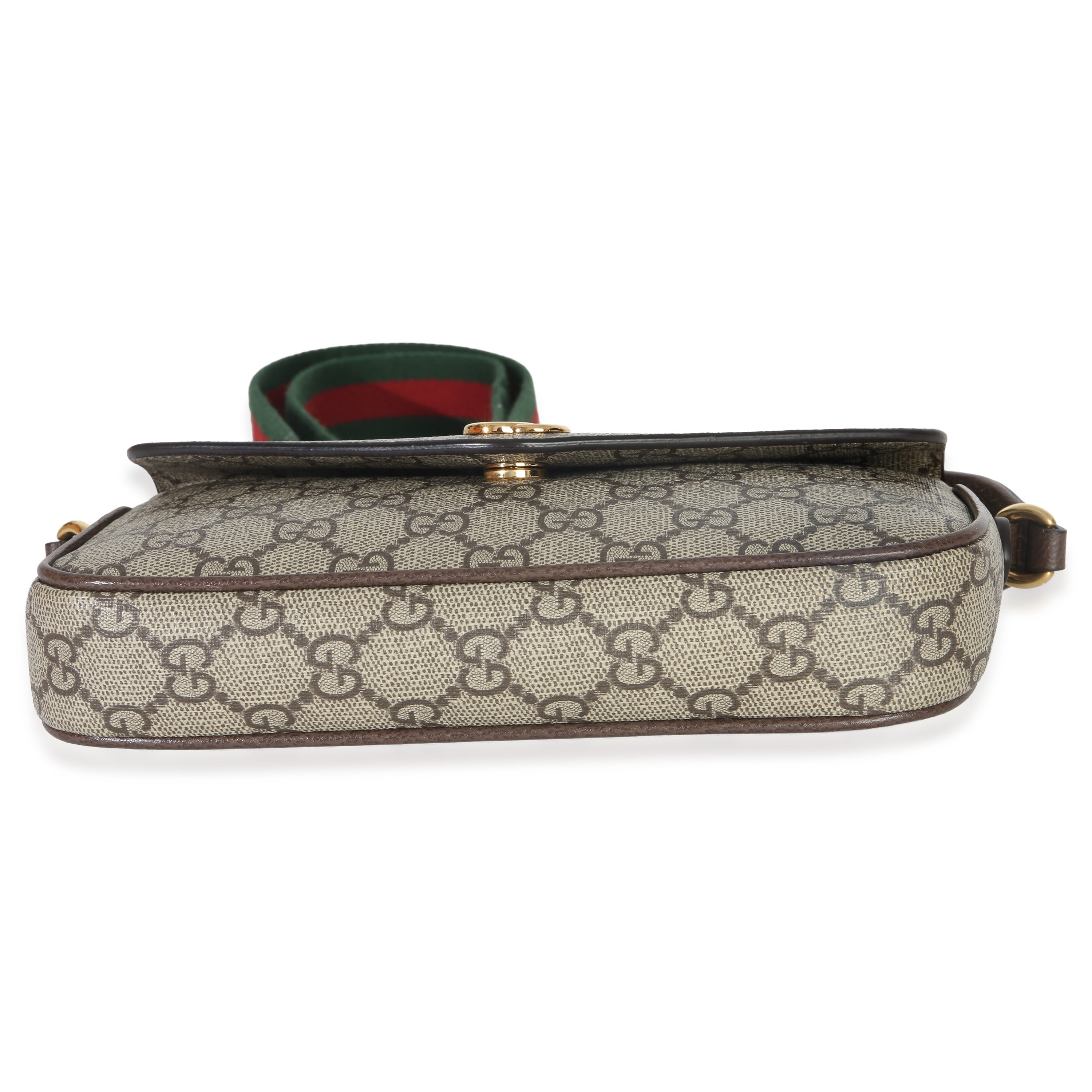 Gucci GG Supreme Monogram Textured Dollar Calfskin Web Mini Ophidia Envelope Bag