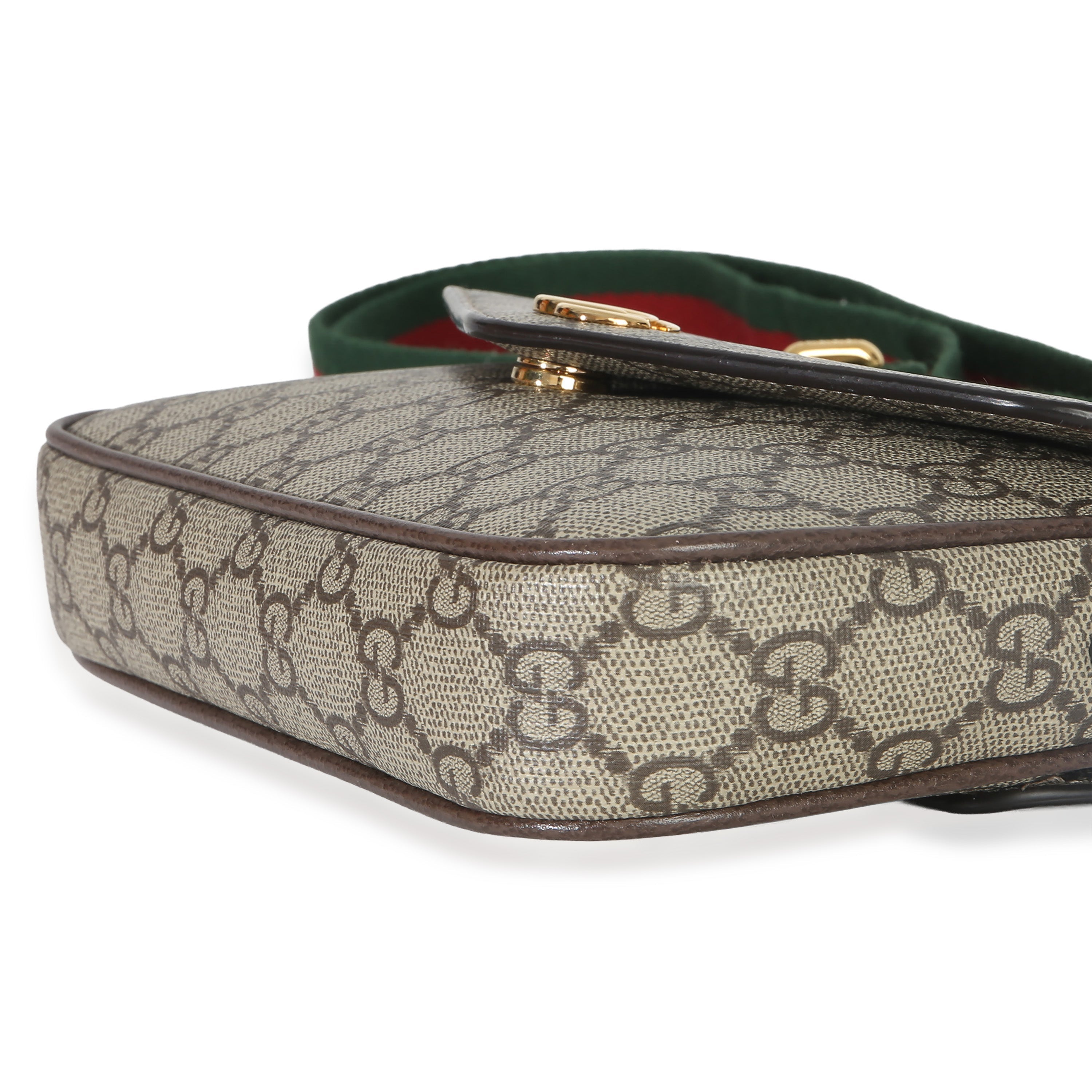 Gucci GG Supreme Monogram Textured Dollar Calfskin Web Mini Ophidia Envelope Bag