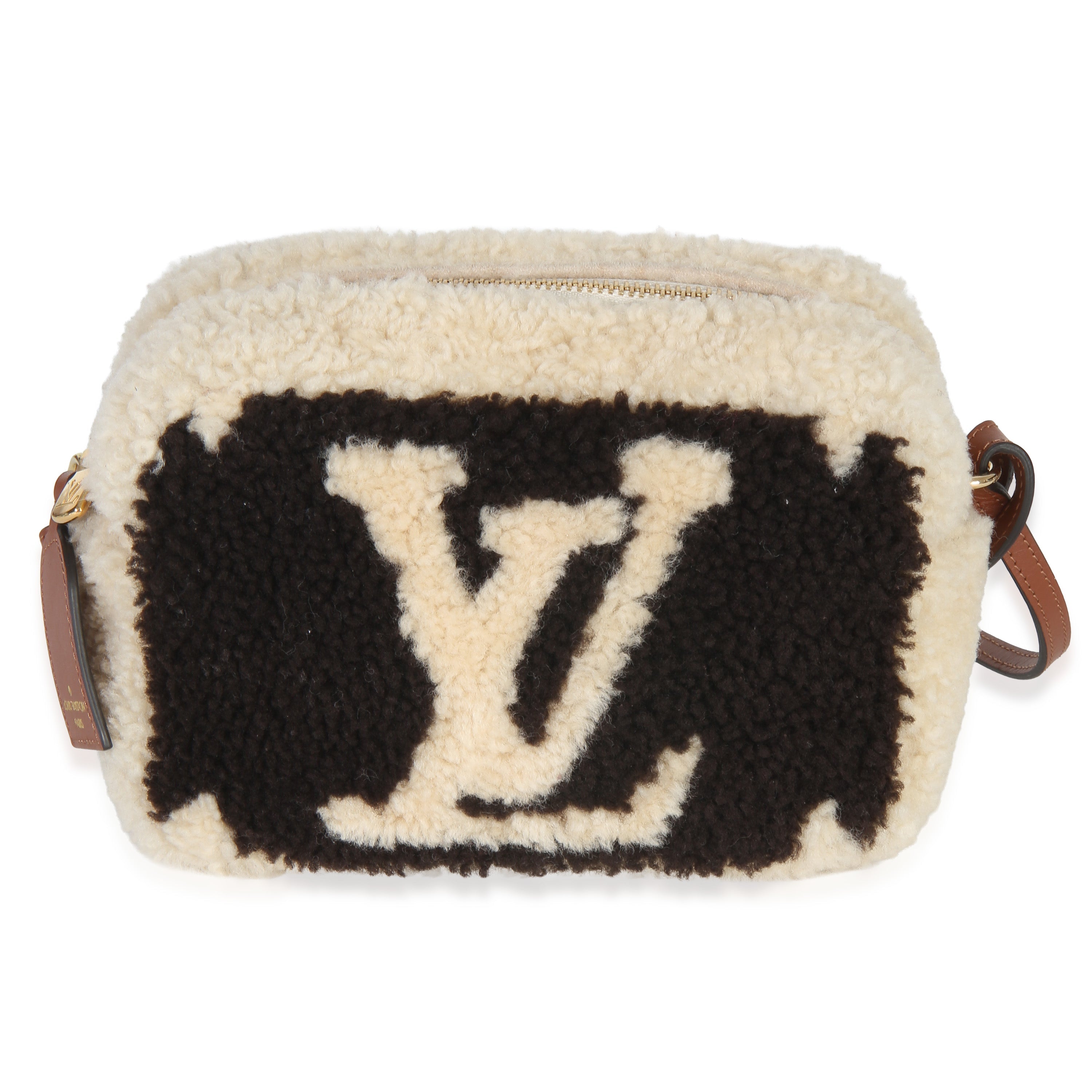 Louis Vuitton Brown Beige Monogram Teddy Fleece Beach Pouch