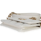 Chanel White Quilted Caviar Twist Your Buttons Coin Purse With Chain
