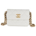 Chanel White Quilted Caviar Twist Your Buttons Coin Purse With Chain