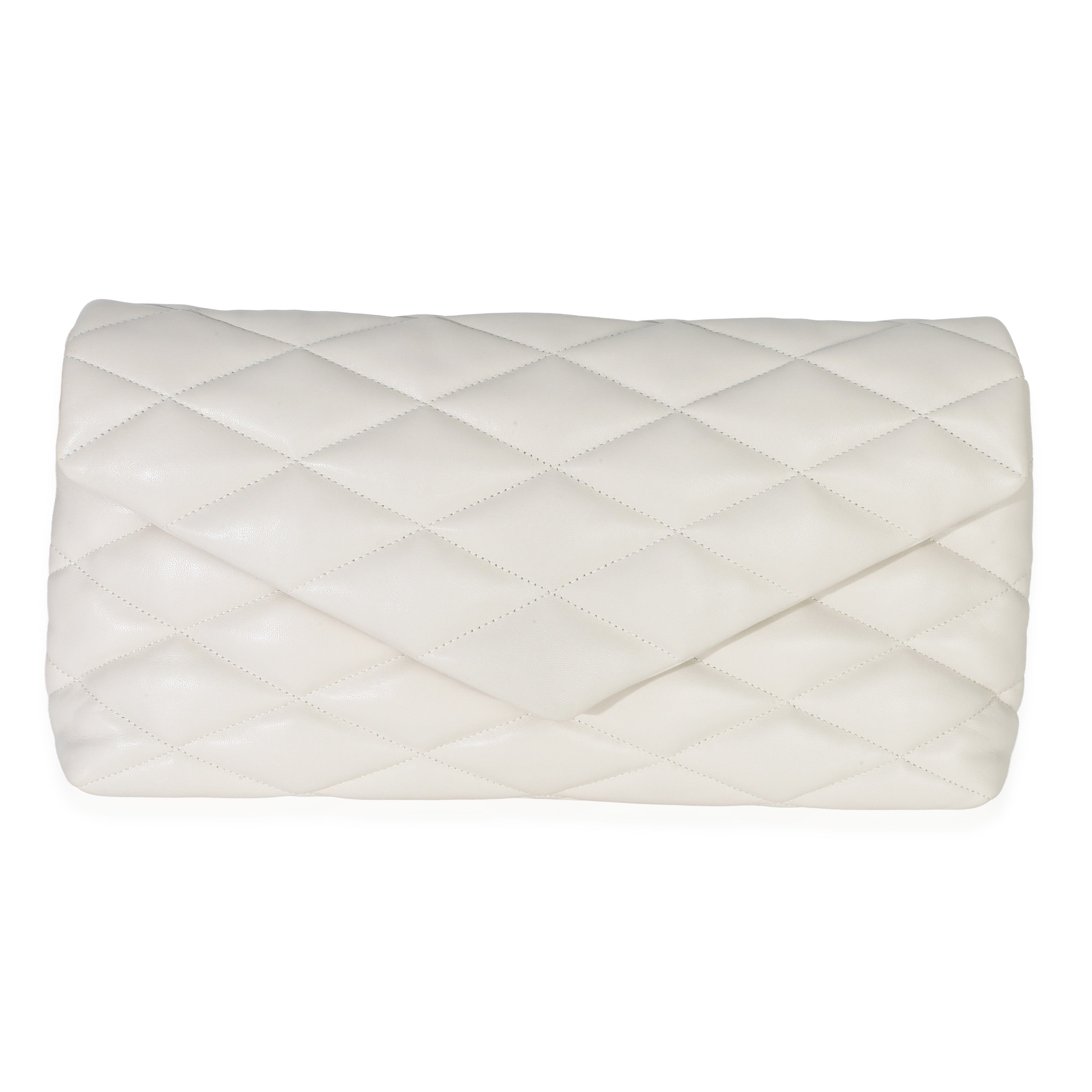 Saint Laurent Crema Soft Quilted Lambskin Sade Puffer Envelope Clutch