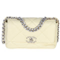 Chanel Light Yellow Quilted Lambskin Medium Chanel 19 Flap Bag