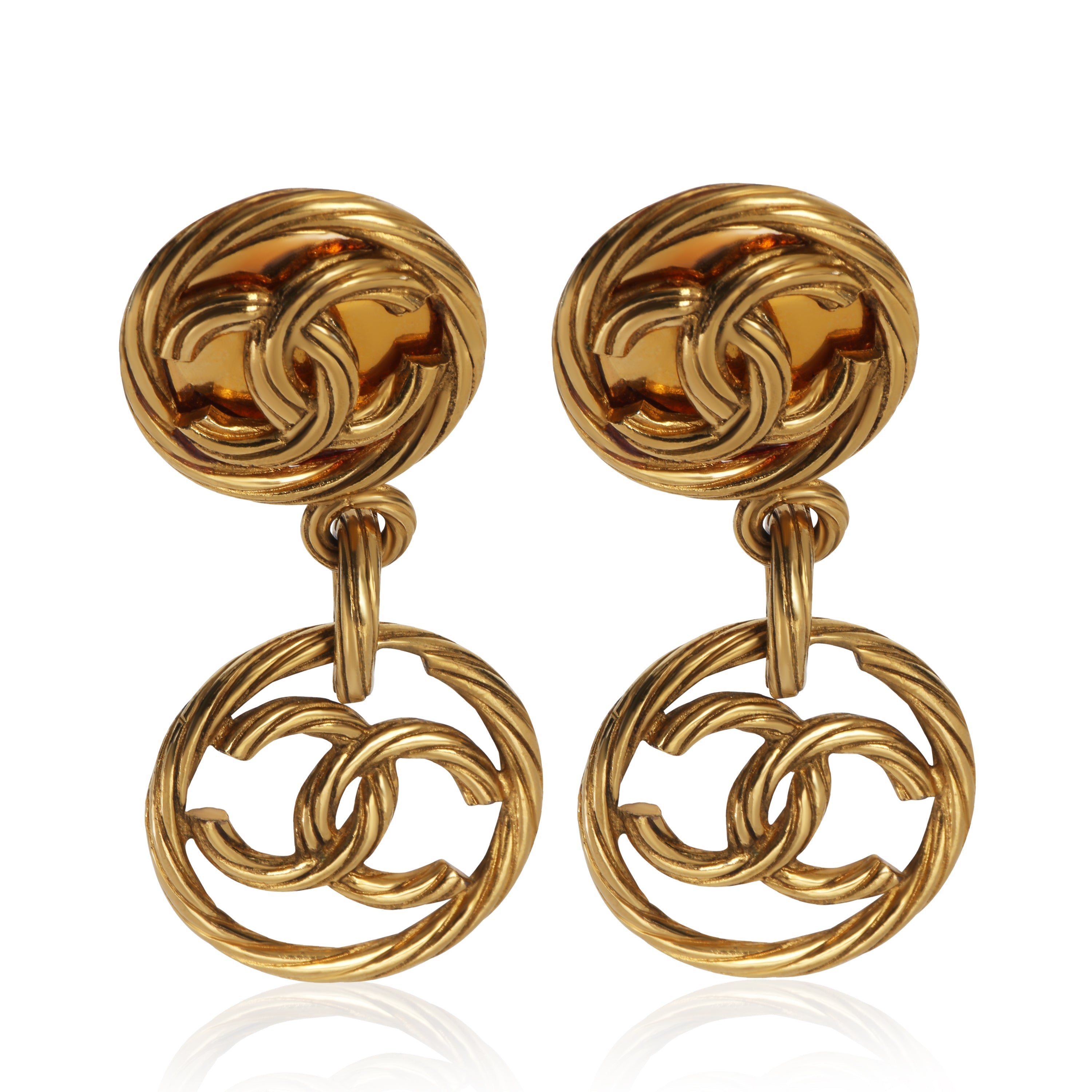 Chanel Gold-Plated  1993 CC Drop Earrings