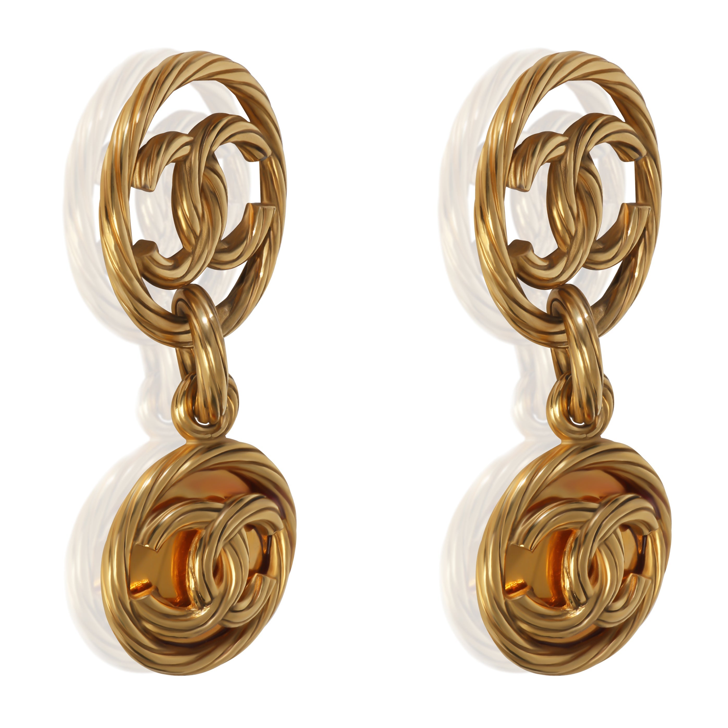 Chanel Gold-Plated  1993 CC Drop Earrings