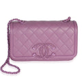 Chanel Purple Quilted Lambskin CC Chain Small Filigree Flap Bag