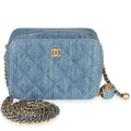 Chanel Light Blue Quilted Denim Pearl Crush Camera Bag