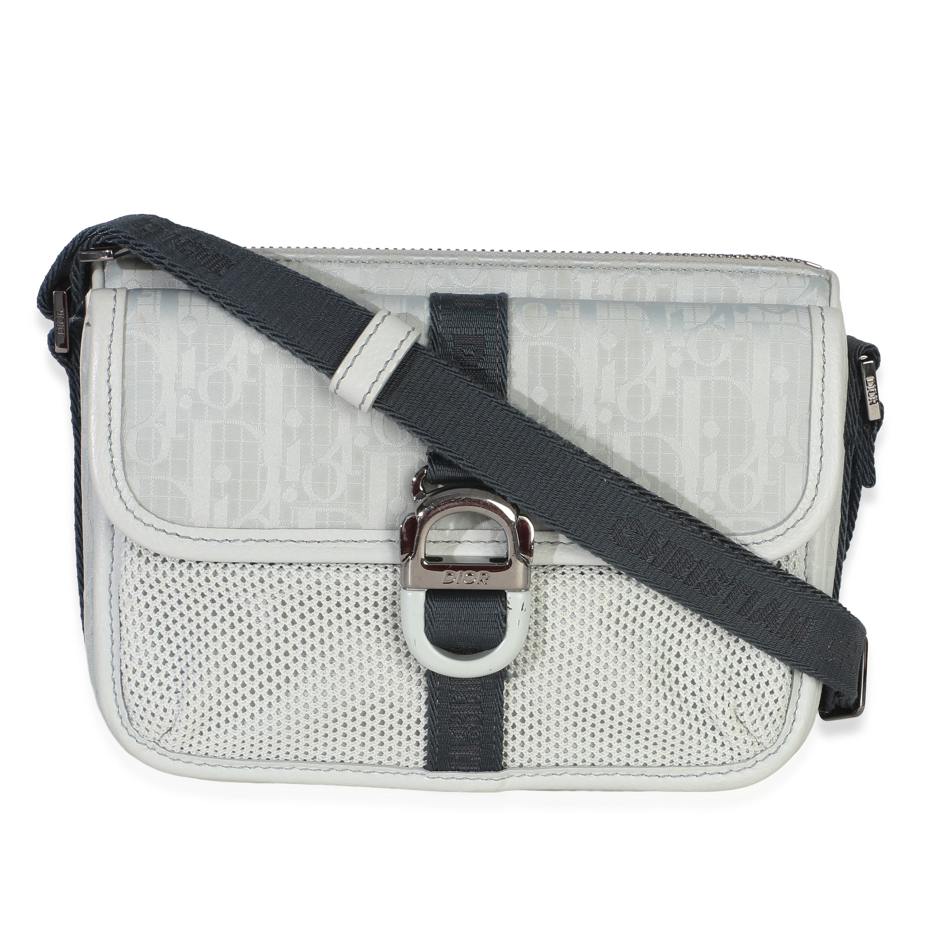 Christian Dior Light Blue Oblique Jacquard Dior 8 Pouch With Strap