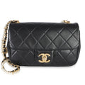 Chanel Black Quilted Lambskin Pearl Chain Mini Flap Bag