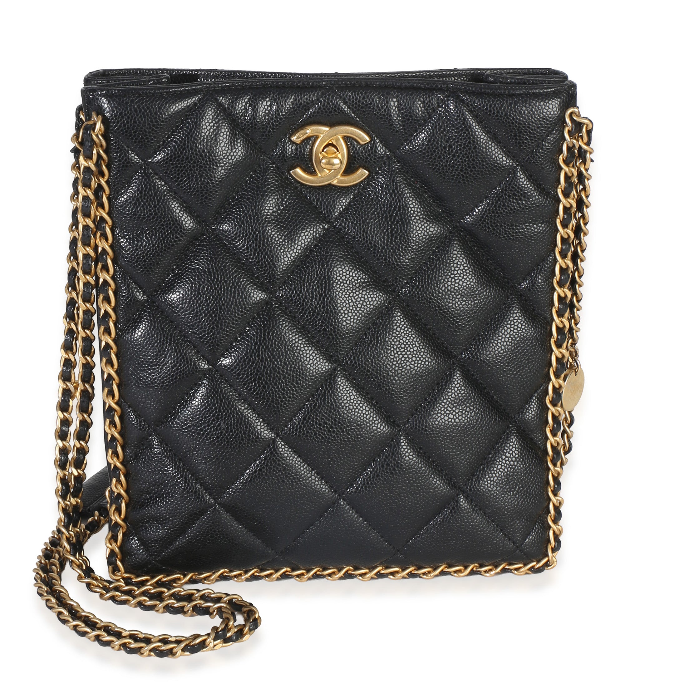 Chanel Black Quilted Caviar Mini Never Ending Chain Tote