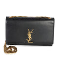 Saint Laurent Black Grain De Poudre Medium Kate Chain Bag