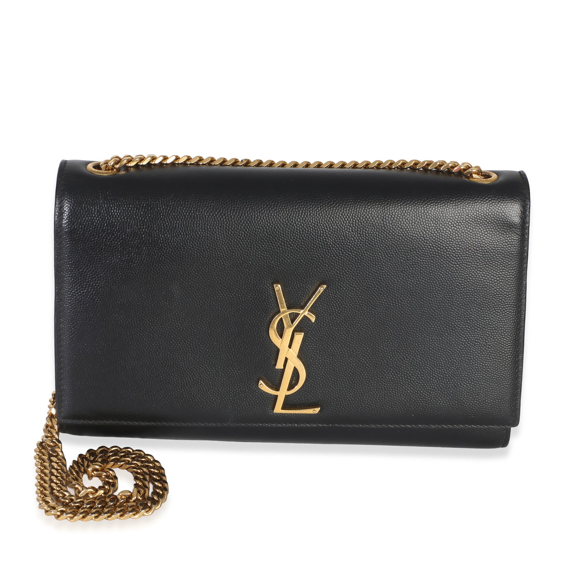 Saint Laurent Black Grain De Poudre Medium Kate Chain Bag