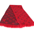 Louis Vuitton Red Monogram Wool Logomania Fringe Scarf