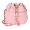 Chanel Pink Quilted Lambskin Pearl Drawstring Bucket Bag