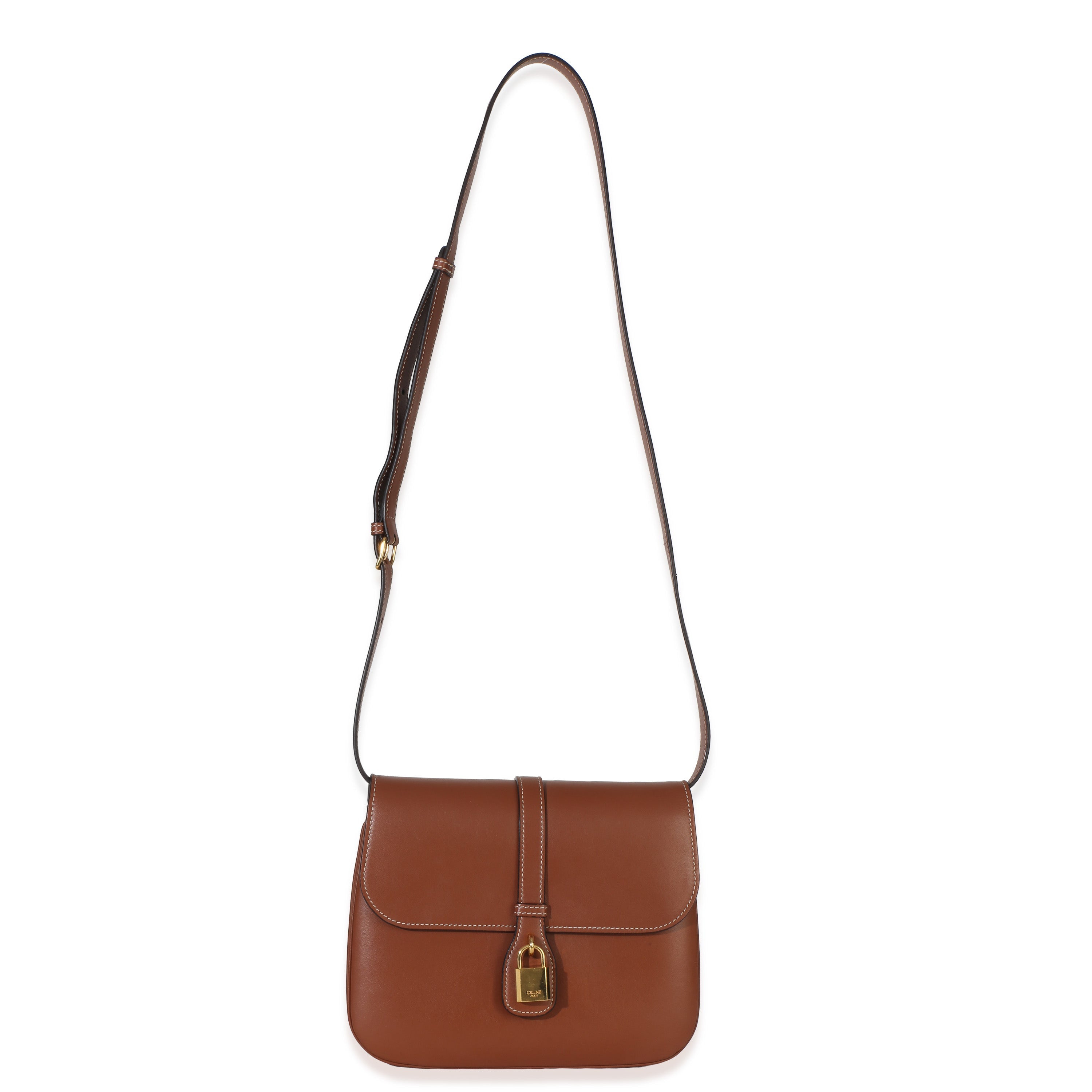 Tan Smooth Calfskin Tabou Medium Flap Bag