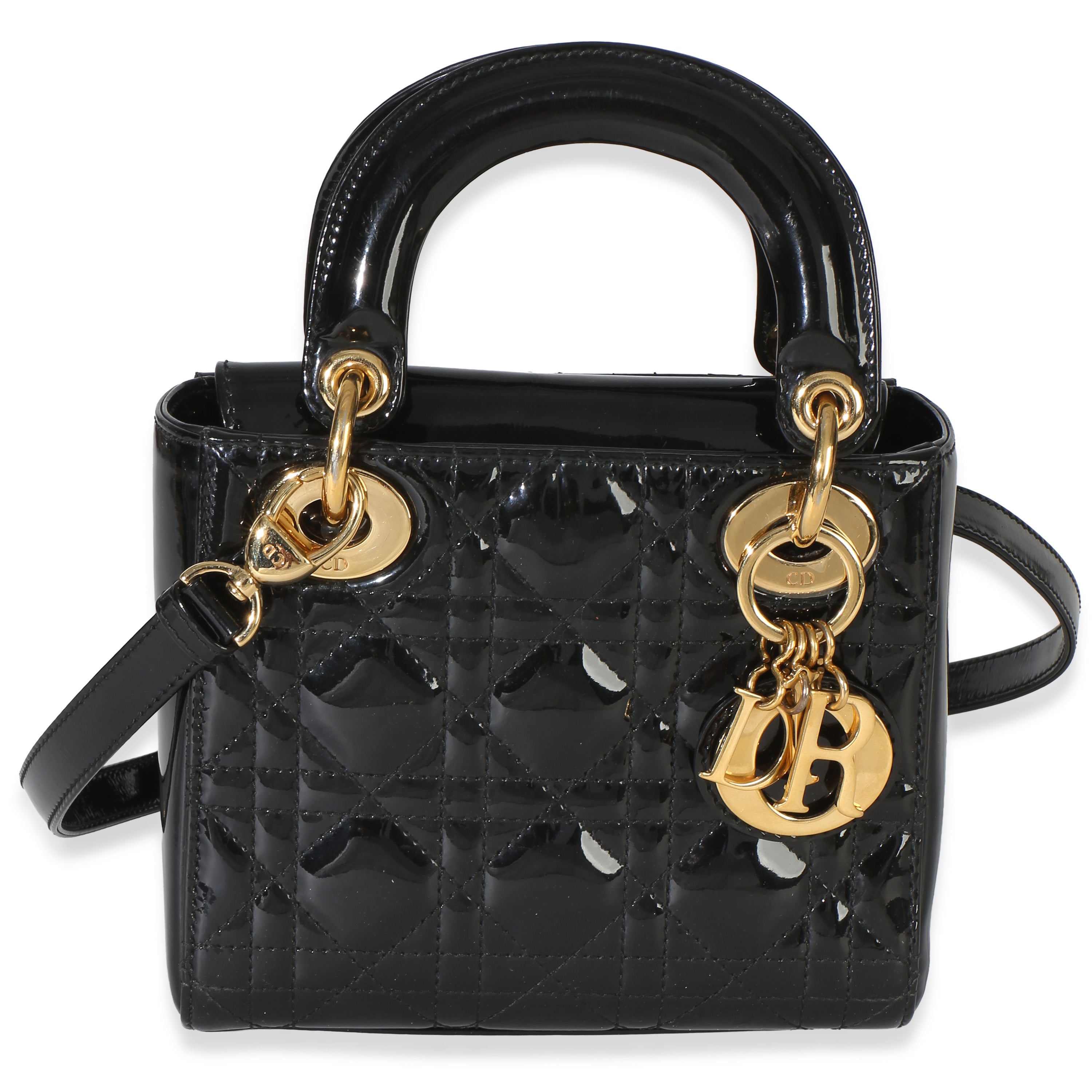 Christian Dior Black Patent Cannage Mini Lady Dior