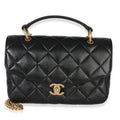 Chanel Black Quilted Lambskin Top Handle Envelope Flap Bag
