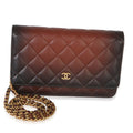 Chanel Brown Ombre Quilted Lambskin Classic Wallet On Chain