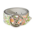 Louis Vuitton White Multicolor Floral LV 50mm Circle Belt 85/34