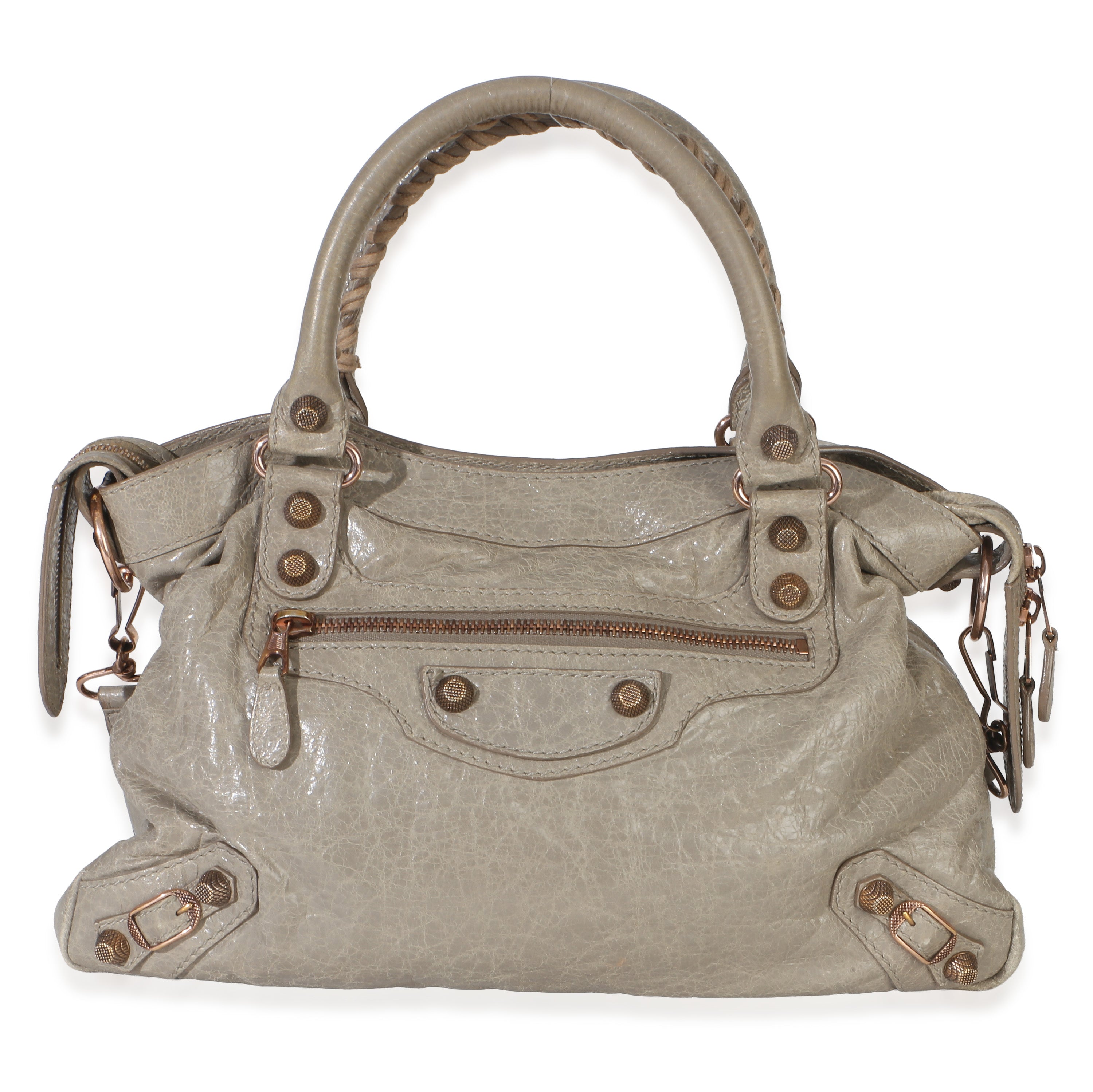 Light Grey Agneau Rose Gold Hardware Giant 12 Town Bag