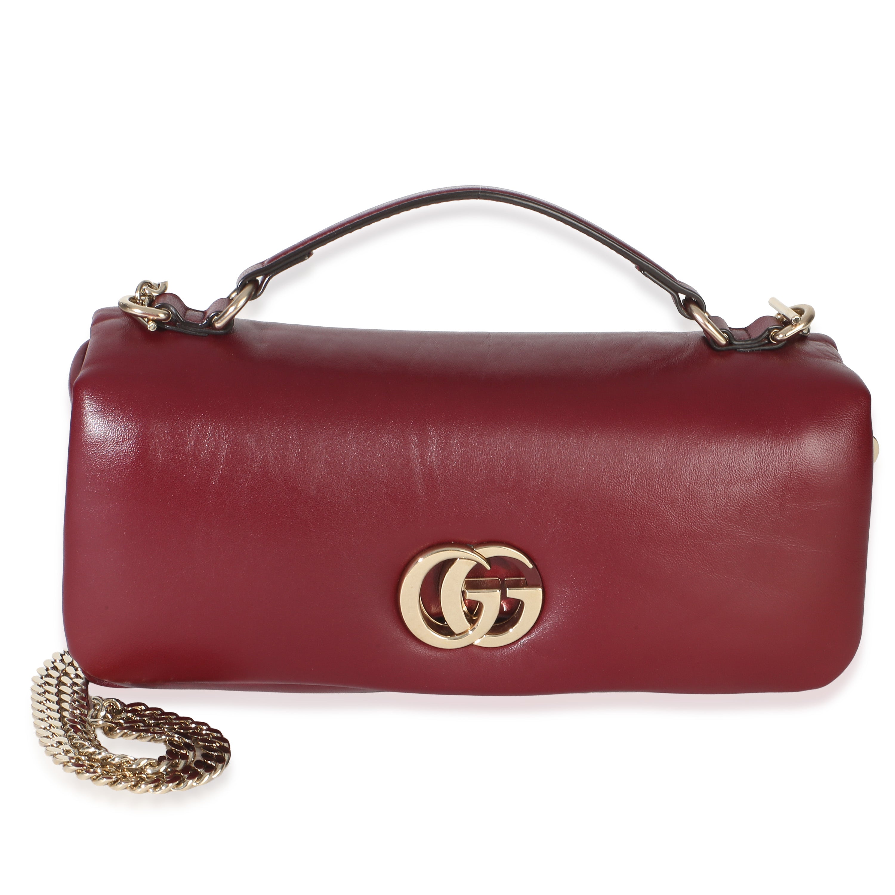 Gucci Red Lambskin GG Milano Small Top Handle Shoulder Bag